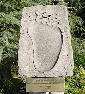 Footprint of a yeti, Sasquatch, solidified in concrete.